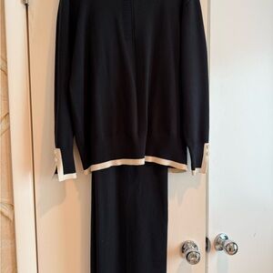 Women’s Black and Cream Knit Two-Piece Set